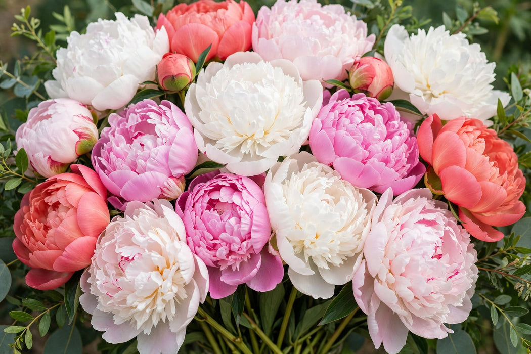 PEONY ASSORTED BRIDAL/SARAH/GARDENIA 45cm - 60 Stems