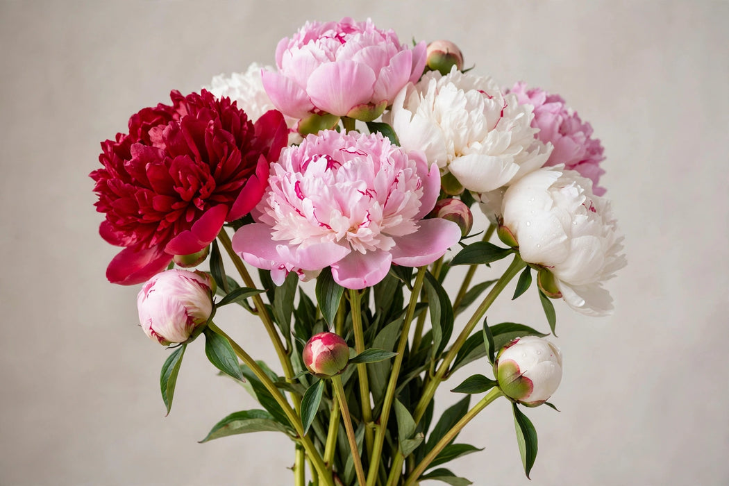 PEONY ASSORTED PINK / RED / WHITE - White - 100 Stems