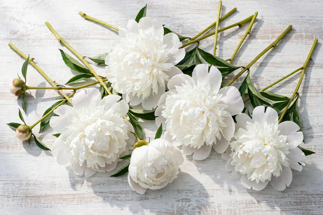 PEONY BRIDAL SHOWER WHITE 45cm - White - 100 Stems