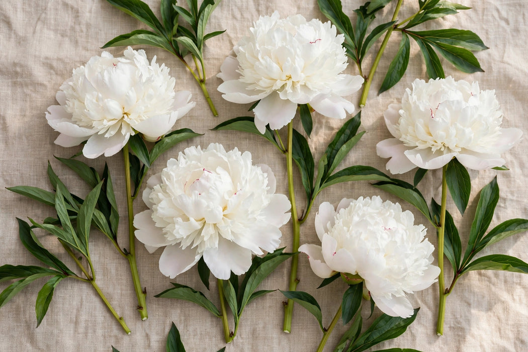 PEONY BRIDAL SHOWER WHITE 55cm - White - 100 Stems
