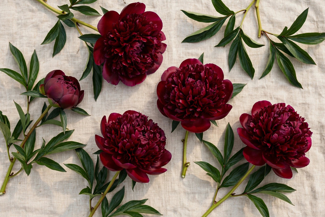 PEONY BURGUNDY CHERRY HILL 50-60cm - Burgundy - 100 Stems
