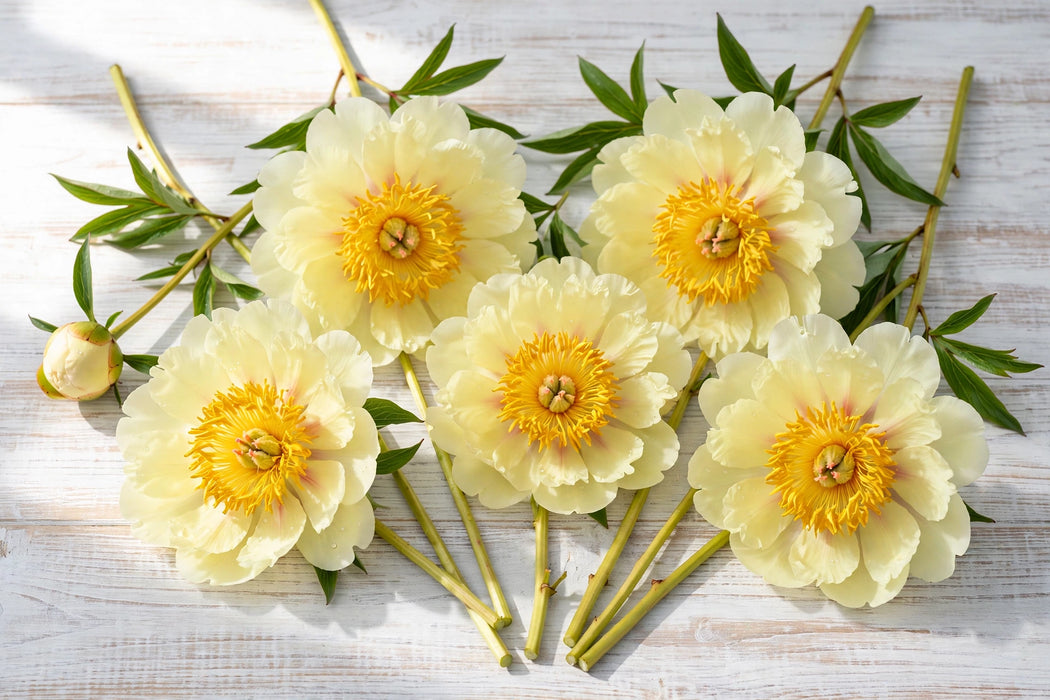 PEONY CLAIRE DE LUNE YELLOW 50cm - Yellow - 60 Stems