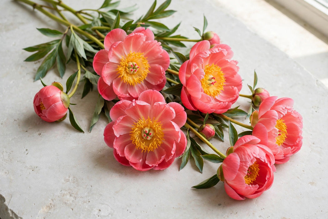 PEONY CORAL PINK HAWAIIAN - Coral - 100 Stems