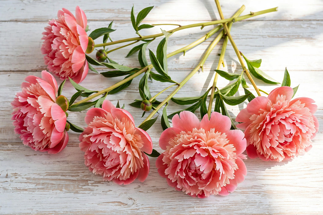 PEONY ETCHED SALMON 60cm - Salmon - 60 Stems