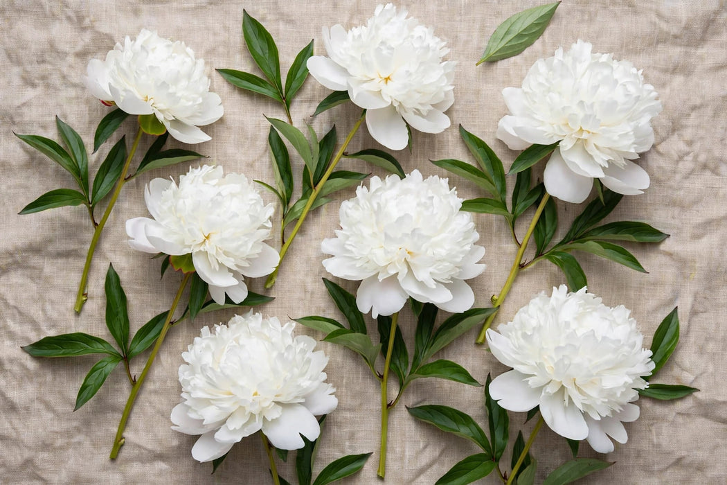 PEONY ICORY VICTORY SUPER WHITE 55cm - White - 60 Stems