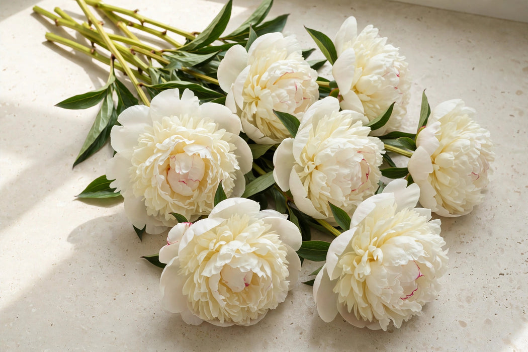 PEONY MARY NICHOLLS IVORY 50-60cm - Ivory - 100 Stems