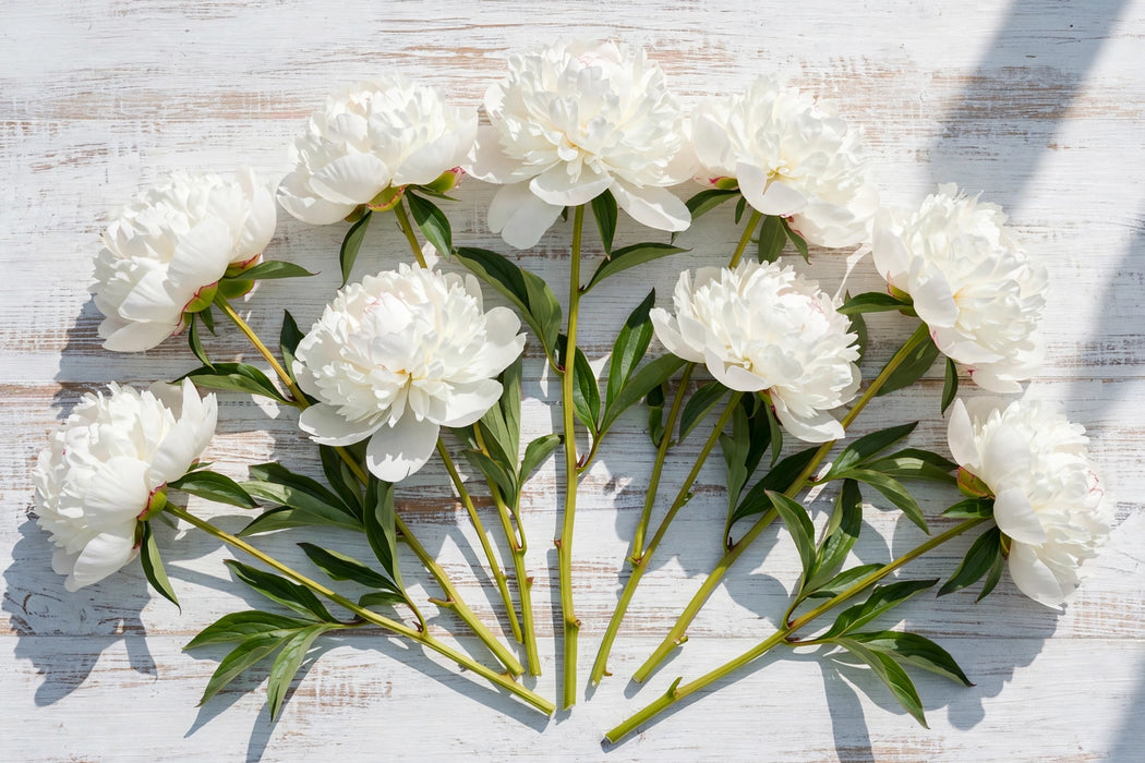 PEONY MARY NICHOLS WHITE 60cm - White - 60 Stems