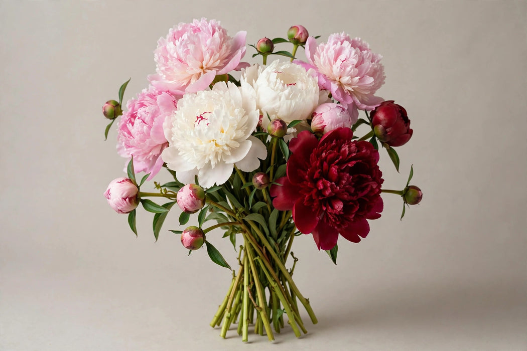 PEONY MIX (25 FLEMING + 25 DUCHESSE + 25 RED SARAH + 25 SARAH BERNHGARDT) 50-60cm - 100 Stems