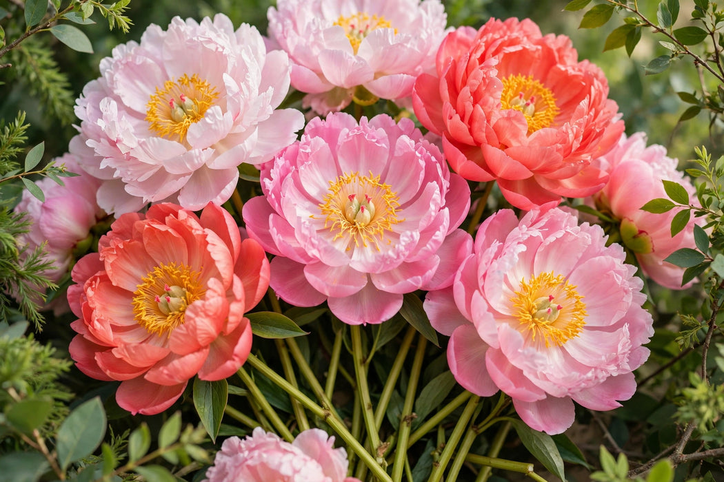 PEONY MIX PREMIUM- H (ALERTIE 30, AUGUSTE DESSERT 30, CORAL CHARM 40) - Mixes - 100 Stems