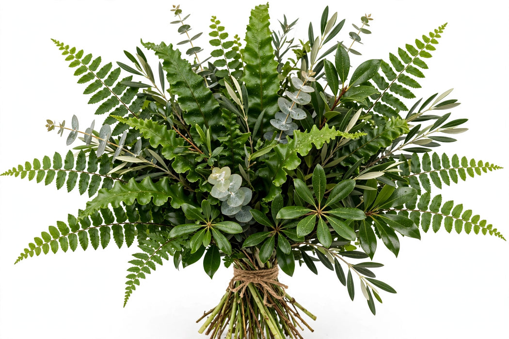 Imported Greens Mix w/ Leather - 15 Bunches/Box
