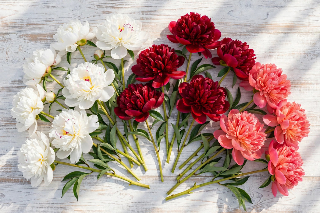 PEONY MIX PREMIUM-C (BRIDAL 30 COMM. PERF. 30 / CORAL CHARM 40) - Mixes - 100 Stems