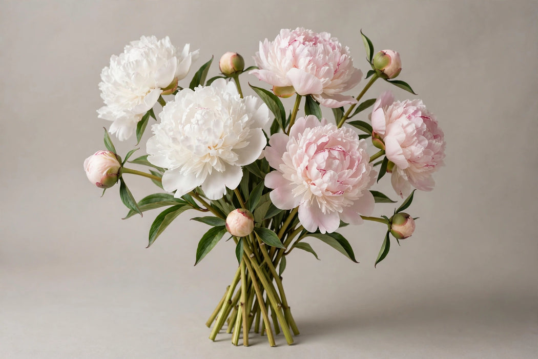 PEONY MIX WITH WHITE 60cm - White - 60 Stems