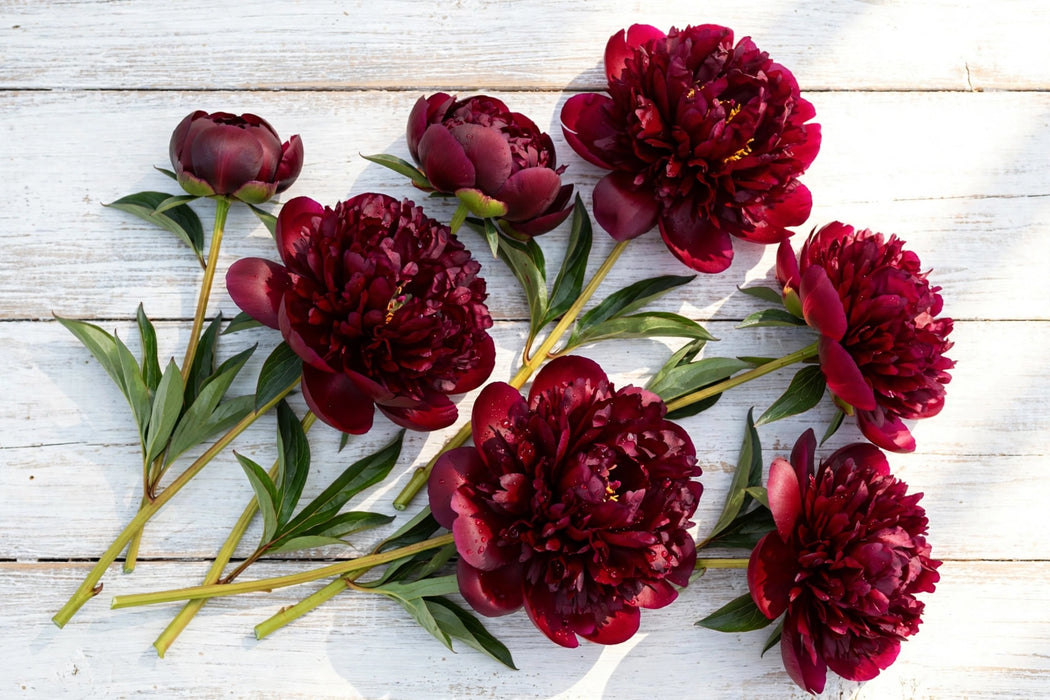 PEONY OLE FAITHFUL / BURGUNDY 50-60cm - Burgundy - 60 Stems