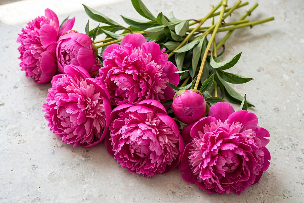 PEONY PAUL WILD CERISE 55cm - Cerise - 60 Stems