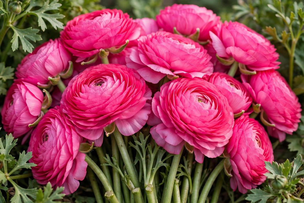 PEONY RANUNCULUS HOT PINK 30-40cm - Hot Pink - 100 Stems