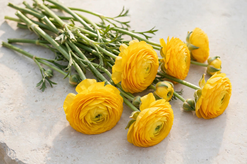 PEONY RANUNCULUS YELLOW 40-50cm - Yellow - 100 Stems