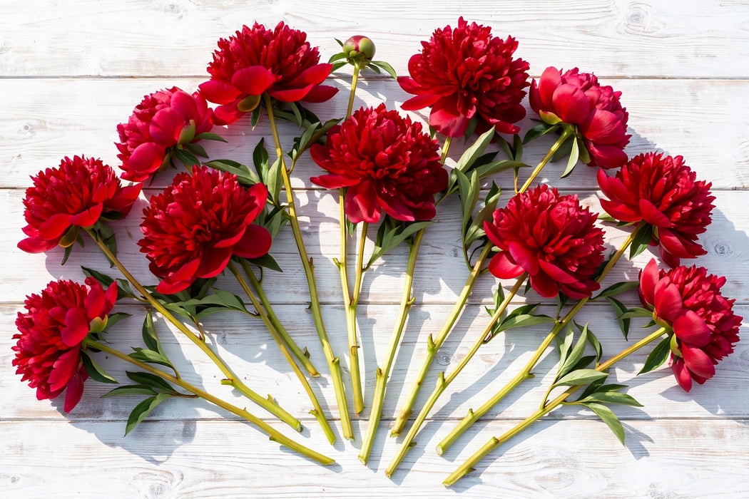 PEONY RED BERNHARDT FRENCH 40cm - Red - 60 Stems