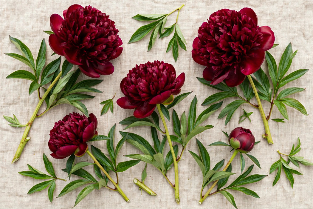 PEONY RED CHARM /RED BURGUNDY 35-40cm - Burgundy - 60 Stems
