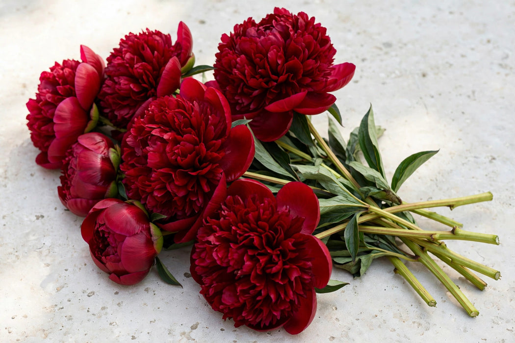 PEONY RED CHRISTMAS VELVET 55cm - Red - 100 Stems