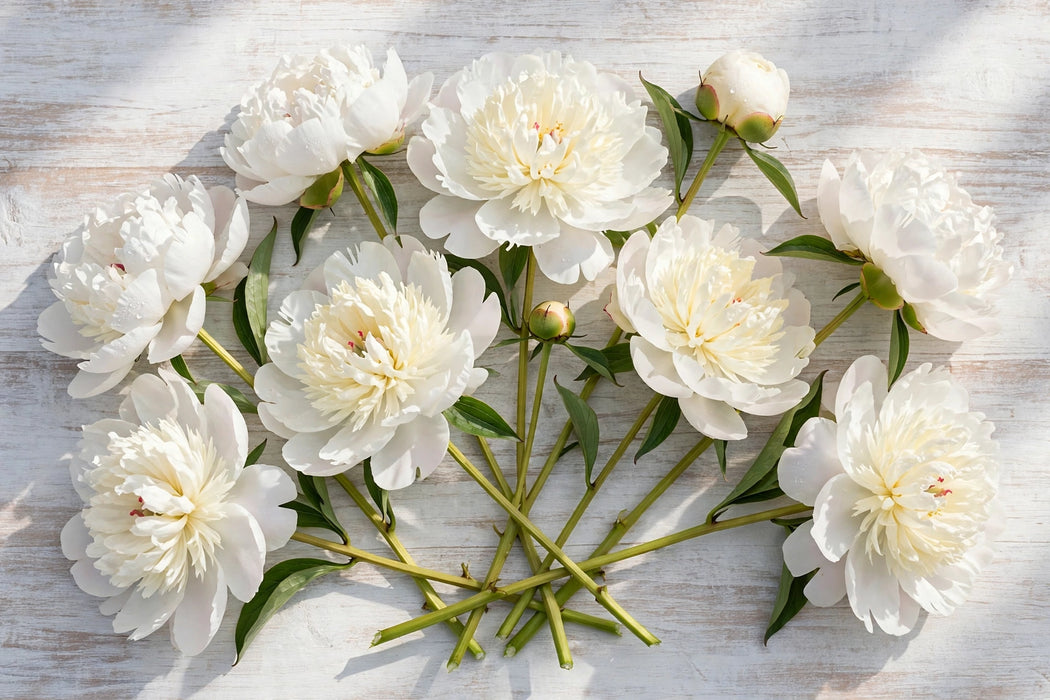 PEONY WHITE CAP 60cm - White - 60 Stems