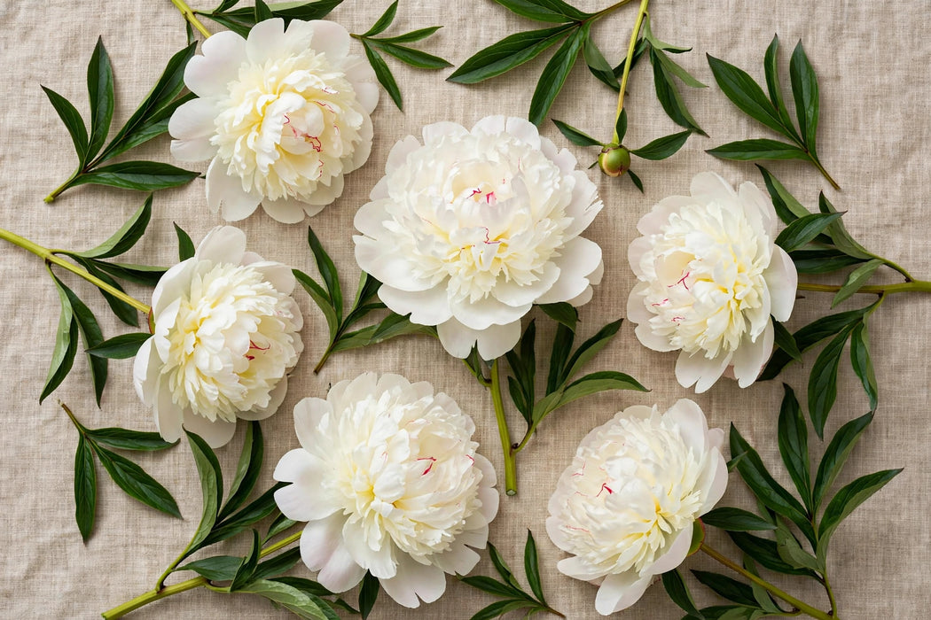 PEONY WHITE. DUCHESS DE NEMOURS CANADA 50cm - White - 100 Stems