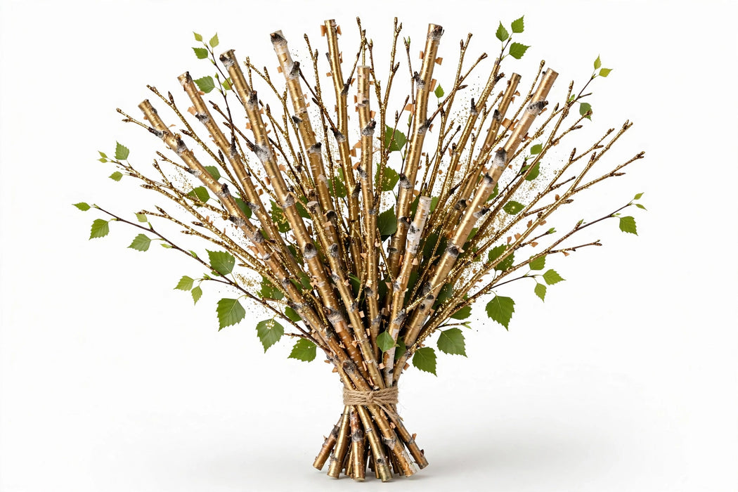 Birch Branches Gold w/glitter - 30 Bunches/Box