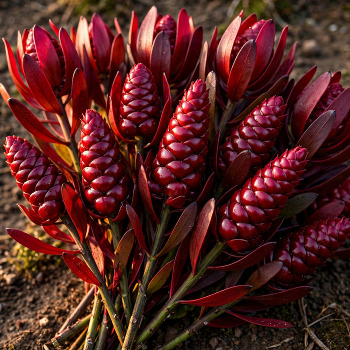 Next Day Delivery - LEUCADENDRON CHERRY PEARL 50cm 10st - Red - 100 Stems [Limited]