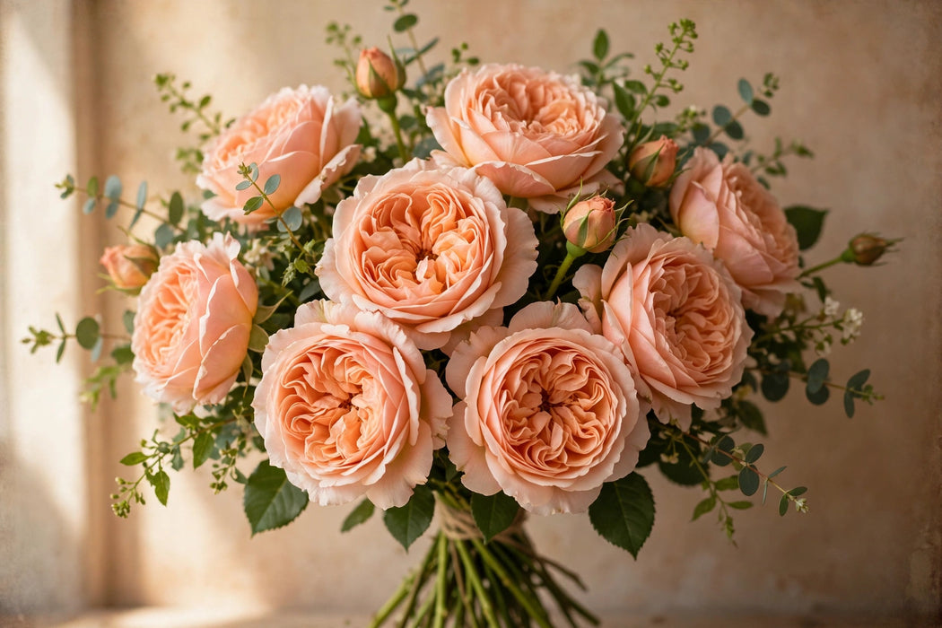 Next Day Delivery - ROSE SHAKESPEARE 50cm 6cm 12st - Peach - 48 Stems [Limited]