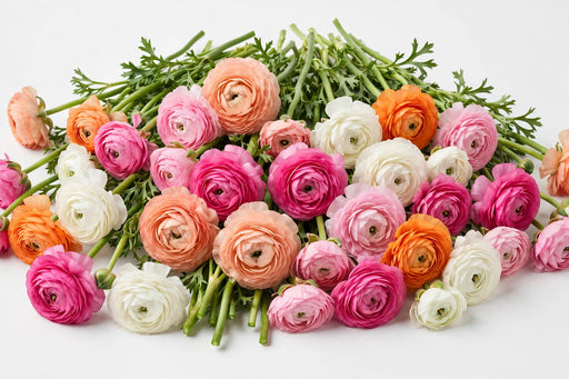 The Ranunculus Collection - Ranunculus Assorted 10 Peach + 20 Hot Pink + 20 Light Pink + 30 Orange + 20 White 50-60CM (100 STEMS / BX)