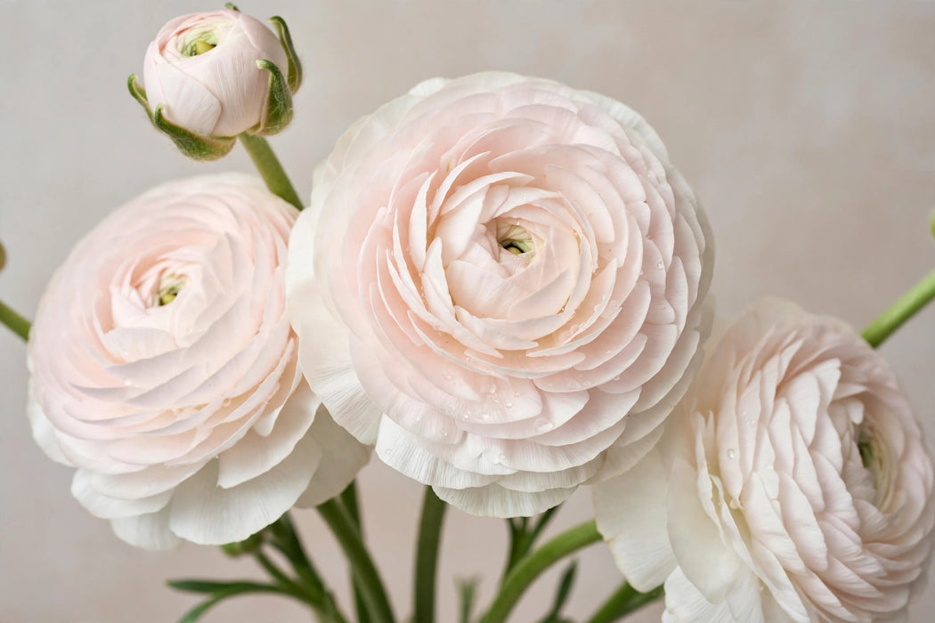 Ranunculus Flower Collection - Romance Ranunculus Courchevel Blush White 30-40CM (120 STEMS / BX)