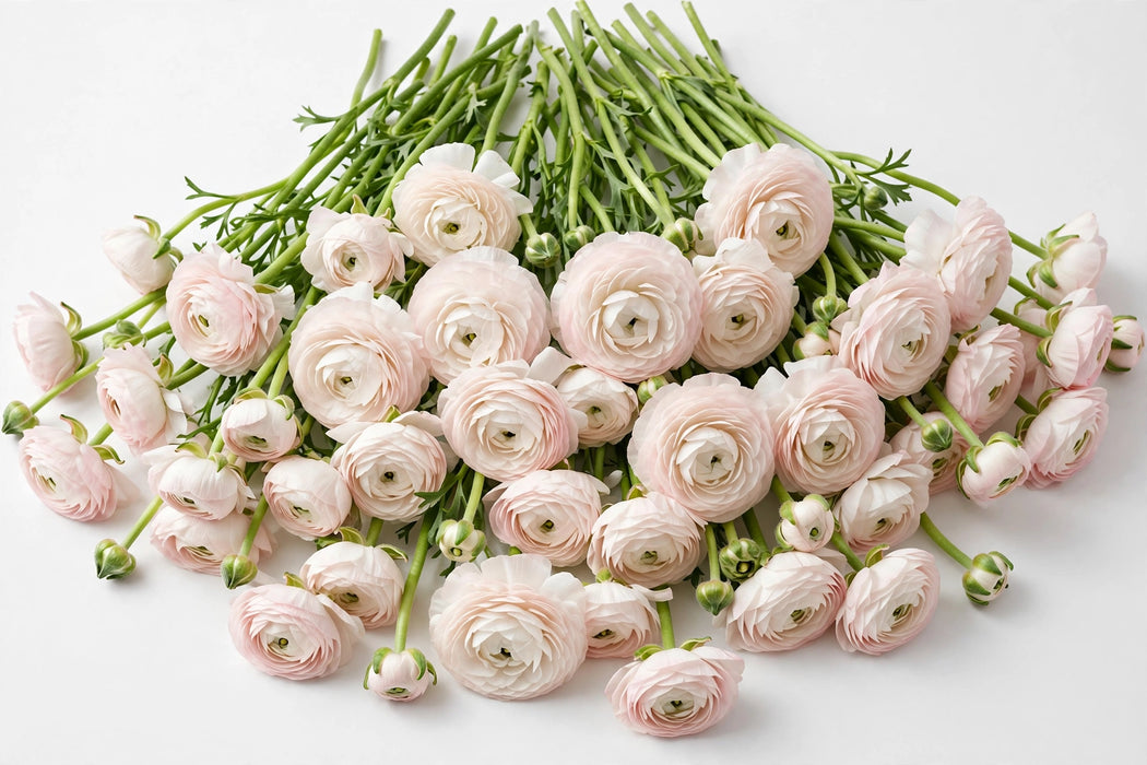 The Ranunculus Collection - Romance Ranunculus Courchevel Blush White 30-40CM (100 STEMS / BX)