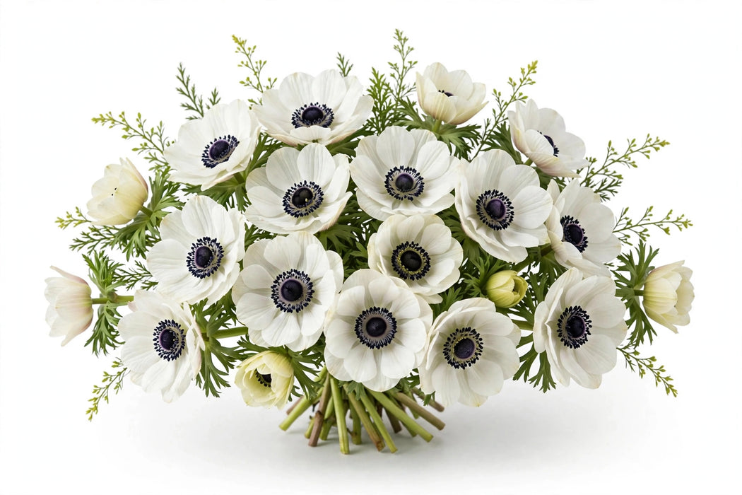 Next Day Delivery - ANEMONE MARIANNE PANDA 40cm 10st - White - 120 Stems [LIMITED]