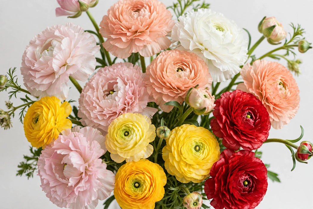 Ranunculus Flower Collection - Butterfly Ranunculus Assorted 30 Ariadne + 20 Eris + 30 Graces + 10 Litai + 20 Minoan + 10 Mussa 50-60CM (120 STEMS / BX)