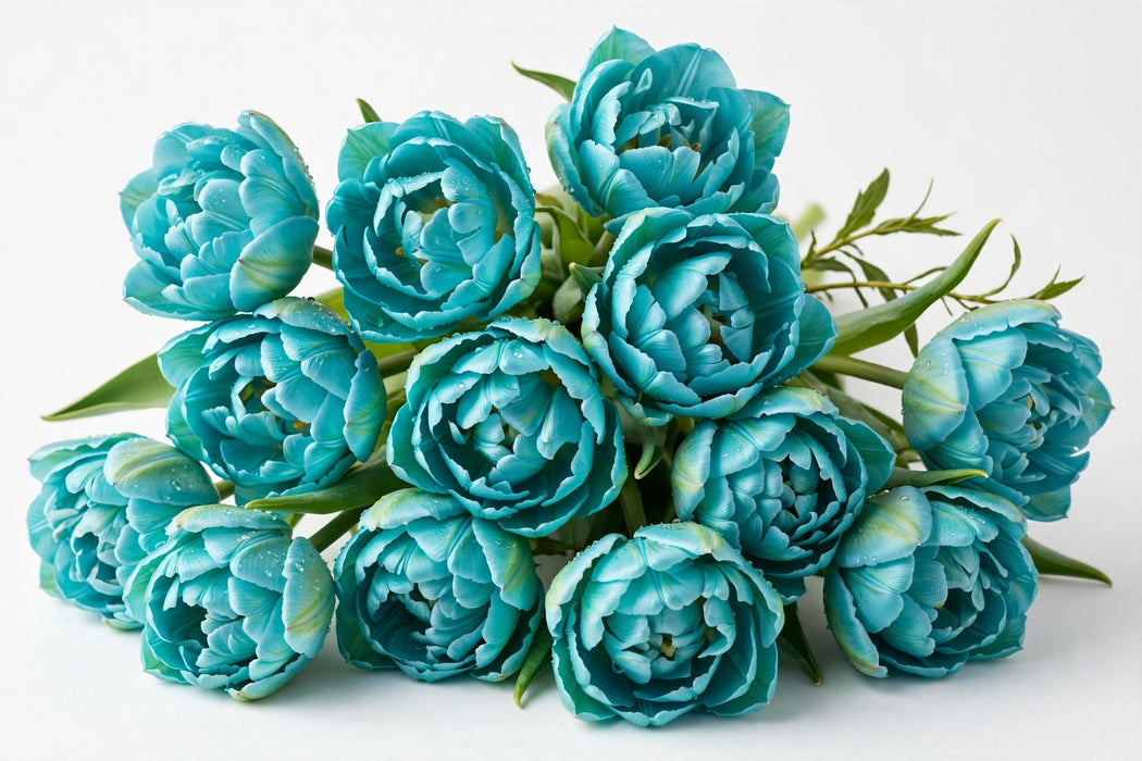 Tulip Collective - Dyed Double Riviera 37Cm 35Gr - Turquoise - 150 Stems