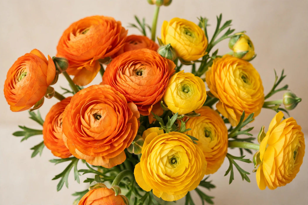 Ranunculus Flower Collection - Ranunculus Assorted Orange 40 - Yellow 80 50-60CM (120 STEMS / BX)