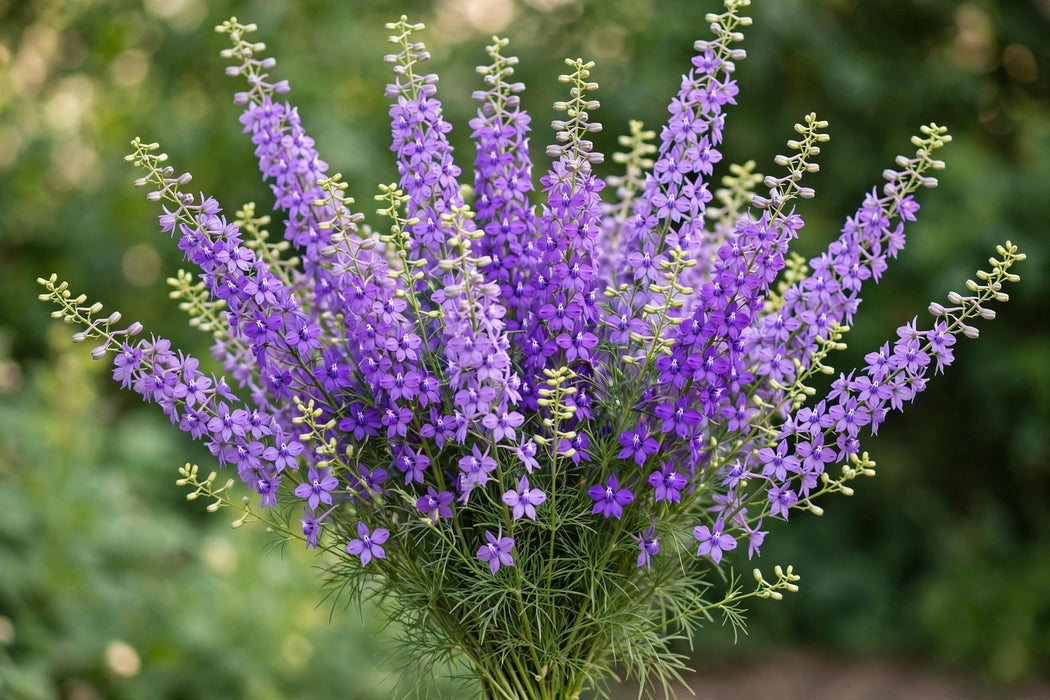 Next Day Delivery - LARKSPUR BLUE 70cm 10st - Purple - 140 Stems [Limited]