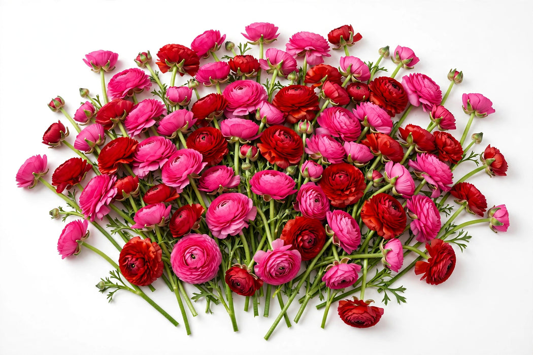 The Ranunculus Collection - Ranunculus Assorted 50 Hot Pink + 50 Red 50-60CM (100 STEMS / BX)