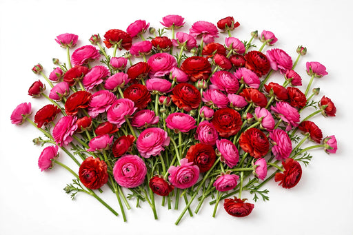 The Ranunculus Collection - Ranunculus Assorted 50 Hot Pink + 50 Red 50-60CM (100 STEMS / BX)