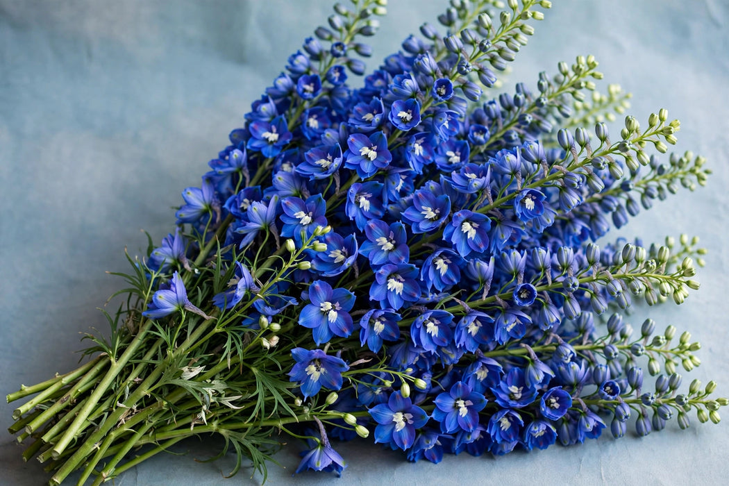 Next Day Delivery - DELPHINIUM EL DEWI BLUE STAR 80cm 5st - Blue - 60 Stems [Limited]