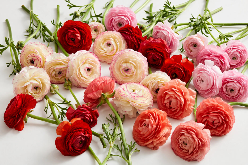 The Ranunculus Collection - Romance Ranunculus Assorted 50 Get Lucky 10 Hydra 10 Nohant 30 Seine 50-60CM (100 STEMS / BX)