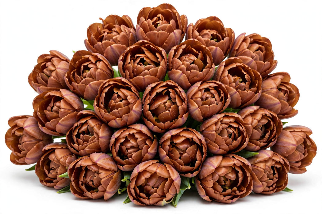 Tulip Collective - Dyed Double Brownies 37Cm 35Gr - Brown - 150 Stems