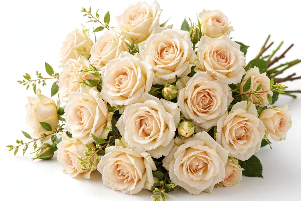 Next Day Delivery - ROSE CANDLELIGHT 50cm 5,5cm 25st - Cream - 100 Stems [LIMITED]