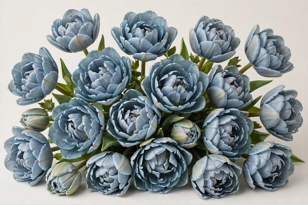 Tulip Collective - Dyed Double Dusty Blue 37Cm 35Gr - Blue - 150 Stems