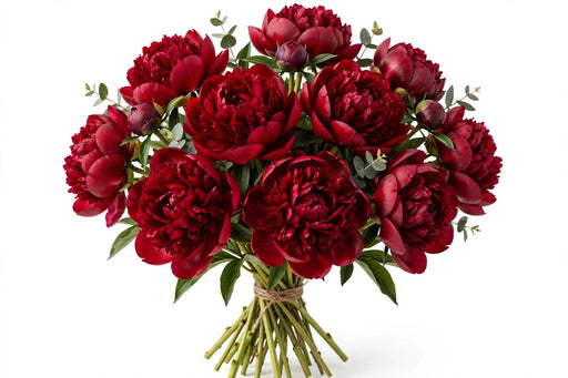 Next Day Delivery - Peonies Red Christmas Velvet 50-60 cm - 80 Stems [LIMITED]