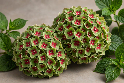 Hydrangea Emerald Classic 80CM 19CM - Green/Red - 20 Stems