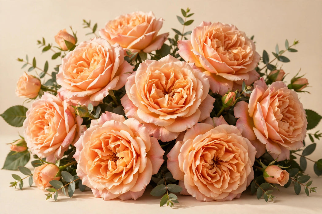 Next Day Delivery - ROSE PRINCESS CROWN 50cm 6cm 25st - Peach - 100 Stems [Limited]