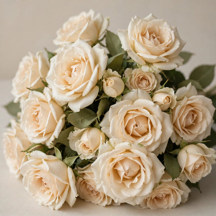 Next Day Delivery - ROSE CREME DE LA CREME 50cm 5cm 25st - Cream - 100 Stems [Limited]