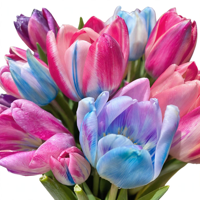 Tulip Collective - Dyed Bubblegum 37Cm 35Gr - Bicolor Pink/Blue - 150 Stems