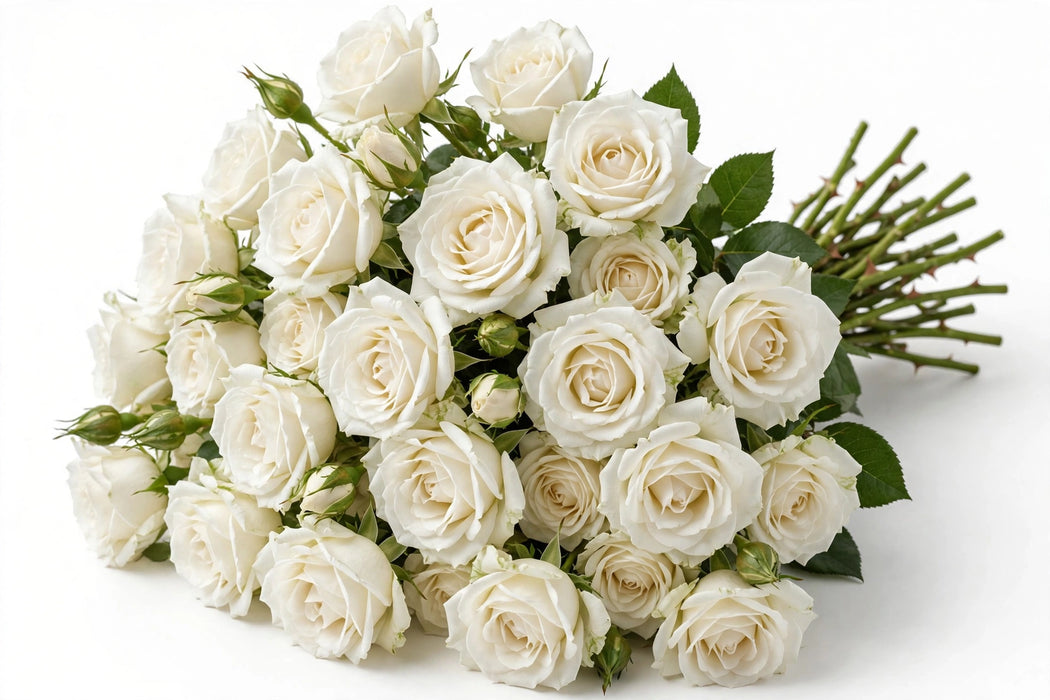 Next Day Delivery - ROSE PROUD 50cm 5cm 25st - White - 100 Stems [LIMITED]