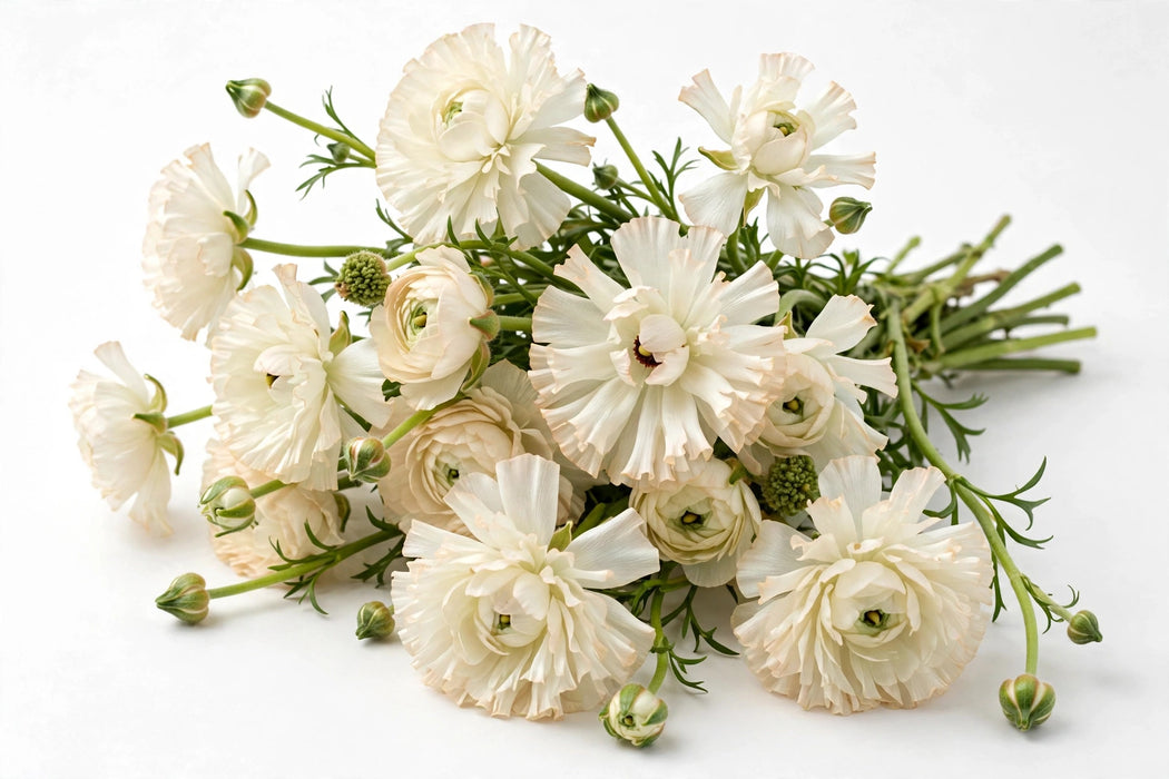 Next Day Delivery - Butterfly Ranunculus - Graces White-Cream 60-70cm - 120 Stems
